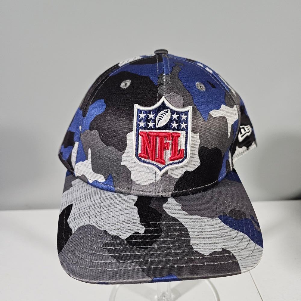New Era NFL Hat Mens L/XL Blue Grey Camo 39THIRTY Stretch Fit Embroidered Cap